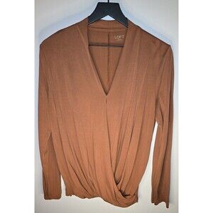 Ann Taylor LOFT Outlet Women's Top Blouse Size Large Rust Crossover Front